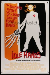 9w348 IDLE HANDS DS 1sh '99 a touching story of a boy and his right hand, cool artwork!