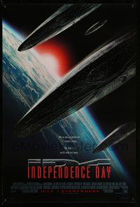 9w354 INDEPENDENCE DAY style B advance 1sh '96 great image of alien ships coming to Earth!