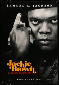 9w382 JACKIE BROWN teaser 1sh '97 Quentin Tarantino, cool image of Samuel L. Jackson with gun!