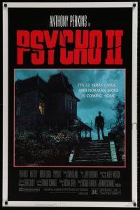 9w587 PSYCHO II 1sh '83 Anthony Perkins as Norman Bates, cool creepy image of classic house!