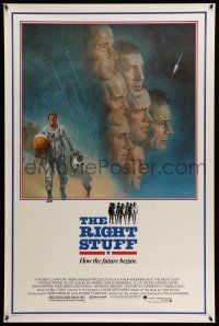 9w618 RIGHT STUFF 1sh '83 great Tom Jung montage art of the first NASA astronauts!