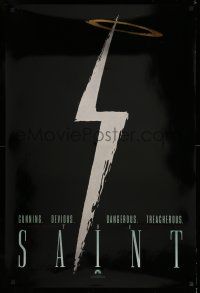 9w635 SAINT foil teaser 1sh '97 Val Kilmer, Elisabeth Shue, cool silver lightning bolt design!