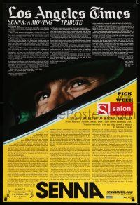 9w653 SENNA reviews 1sh '10 Asif Kaspada sports racing documentary, cool Los Angeles Times design!