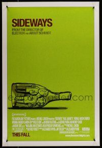 9w668 SIDEWAYS advance DS 1sh '04 Alexander Payne classic, cool art of men in bottle!