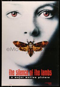 9w669 SILENCE OF THE LAMBS style A teaser DS 1sh '90 great image of Jodie Foster moth over mouth!