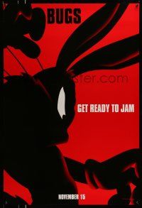 9w684 SPACE JAM teaser DS 1sh '96 basketball, cool silhouette artwork of Bugs Bunny!