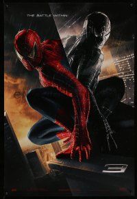 9w691 SPIDER-MAN 3 teaser DS 1sh '07 Sam Raimi, the battle within, Maguire in red and black suits!