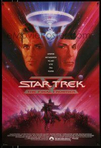 9w706 STAR TREK V 1sh '89 The Final Frontier, art of William Shatner & Nimoy by Bob Peak!