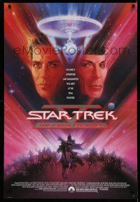 9w707 STAR TREK V advance 1sh '89 The Final Frontier, art of William Shatner & Nimoy by Bob Peak!