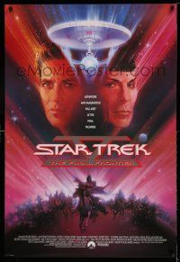 9w708 STAR TREK V int'l 1sh '89 The Final Frontier, art of William Shatner & Nimoy by Bob Peak!