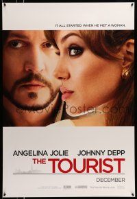 9w774 TOURIST teaser DS 1sh '10 von Donnersmarck, cool image of Johnny Depp & Angelina Jolie!