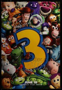 9w775 TOY STORY 3 advance DS 1sh '10 Disney & Pixar, great image of Woody, Buzz & cast!