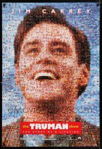 9w784 TRUMAN SHOW teaser DS 1sh '98 really cool mosaic art of Jim Carrey, Peter Weir