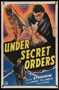 9w796 UNDER SECRET ORDERS 1sh '43 Erich von Stroheim, gripping expose of a most sinister spy ring!