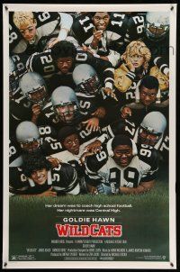 9w822 WILDCATS 1sh '85 Goldie Hawn, Woody Harrelson, Wesley Snipes, football!