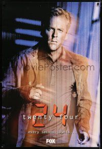 9x461 24 tv poster '02 cool close-up of Kiefer Sutherland, season 2!