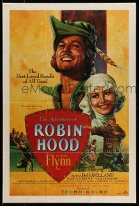 9x348 ADVENTURES OF ROBIN HOOD 24x36 video poster R91 Errol Flynn as Robin Hood, De Havilland!