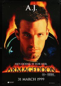 9x356 ARMAGEDDON 28x40 Australian video poster '98 cool sci-fi image of Ben Affleck as A.J.!