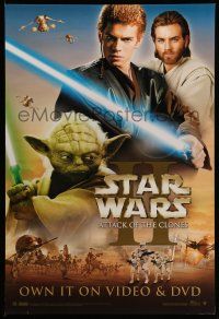 9x360 ATTACK OF THE CLONES 27x40 video poster '02 Star Wars Episode II, Yoda, Anakin & Obi Wan!