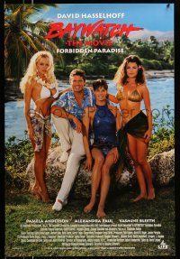 9x362 BAYWATCH: FORBIDDEN PARADISE 27x40 video poster '95 David Hasselhoff, Pamela Anderson, Bleeth!