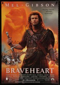 9x364 BRAVEHEART 27x40 video poster '95 cool image of Mel Gibson as William Wallace!