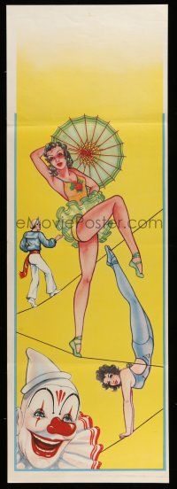 9x489 CIRCUS POSTER 14x41 circus poster '70s colorful art of clown, high wire act!