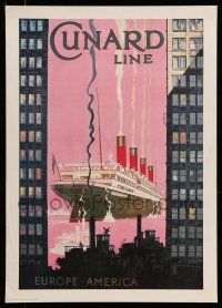 9x691 CUNARD LINE 20x28 Italian commercial poster '90s travel The Cunard Line, Shoesmith art of ship