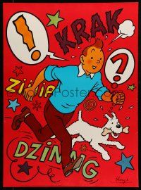 9x811 TINTIN 25x34 Danish commercial poster '70 Herge's classic character running w/dog!