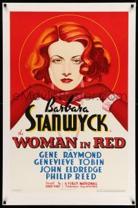 9x077 WOMAN IN RED S2 recreation 1sh 2000 wonderful artwork of Barbara Stanwyck!