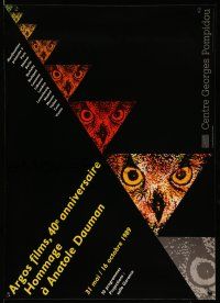 9x293 ARGOS FILMS 40E ANNIVERSAIRE 20x28 French film festival poster '89 cool owls images!
