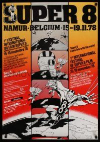 9x323 SUPER 8 1978 FILM FESTIVAL 23x33 Belgian film festival poster '78 cool art!