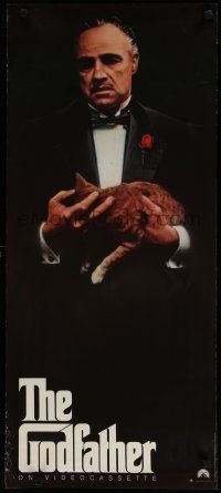 9x389 GODFATHER video poster R91 Marlon Brando & cat in Francis Ford Coppola crime classic!