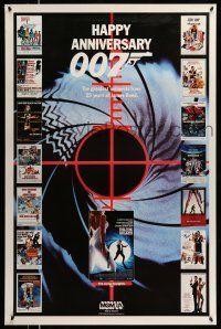 9x472 HAPPY ANNIVERSARY 007 tv poster '87 25 years of James Bond, cool image of many 007 posters!