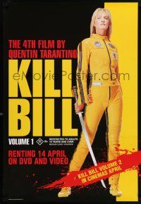 9x398 KILL BILL: VOL. 1 28x40 Australian video poster '03 Quentin Tarantino, Thurman with katana!