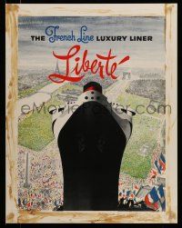 9x609 FRENCH LINE LUXURY LINER LIBERTE 21x27 special '70s cool art of the huge ship over France!