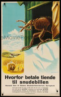 9x619 HVORFOR BETALE TIENDE TIL SNUDEBILLEN 25x39 Danish special '40s Danish pest control poster