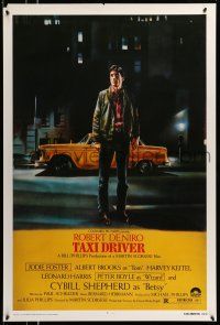 9x851 TAXI DRIVER REPRODUCTION 27x40 special '90s classic art of Robert De Niro by cab, Scorsese!