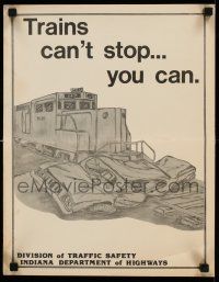 9x670 TRAINS CAN'T STOP... YOU CAN 14x18 special '82 artwork of train hitting a car!
