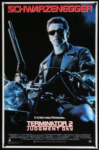 9x445 TERMINATOR 2 27x40 video poster '91 Arnold Schwarzenegger on motorcycle with shotgun!