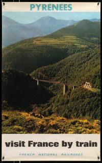 9x029 FRENCH NATIONAL RAILROADS 25x39 French travel poster '69 cool image of Pyrenees mountains!