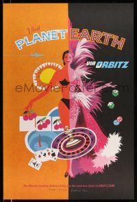 9x057 VISIT PLANET EARTH VIA ORBITZ signed 24x36 travel poster '00s by artists Klein & Swanson!