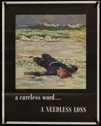 9x063 CARELESS WORD A NEEDLESS LOSS 22x28 WWII war poster '43 Anton Fischer art of fallen sailor!
