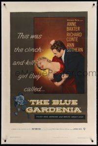9y025 BLUE GARDENIA linen 1sh '53 Fritz Lang, Anne Baxter, there was nothing lily-white about her!