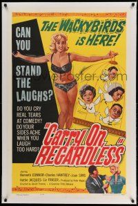 9y038 CARRY ON REGARDLESS linen 1sh '63 sexy English comedy, the Wackybirds is here!