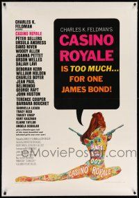 9y041 CASINO ROYALE linen 1sh '67 all-star James Bond spy spoof, sexy psychedelic art by McGinnis!