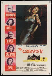 9y048 COBWEB linen 1sh '55 Richard Widmark, Lauren Bacall, Charles Boyer, Gloria Grahame, Gish