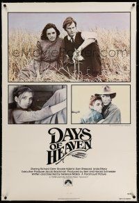 9y061 DAYS OF HEAVEN linen int'l 1sh '78 Richard Gere, Brooke Adams, directed by Terrence Malick!