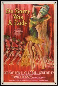9y065 DU BARRY WAS A LADY linen style D 1sh '43 best different sexy art of Lucille Ball & showgirls!