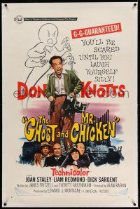 9y082 GHOST & MR. CHICKEN linen 1sh '66 Don Knotts, you'll be scared til you laugh yourself silly!