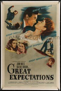 9y092 GREAT EXPECTATIONS linen 1sh '47 John Mills, Hobson, Charles Dickens, directed by David Lean!